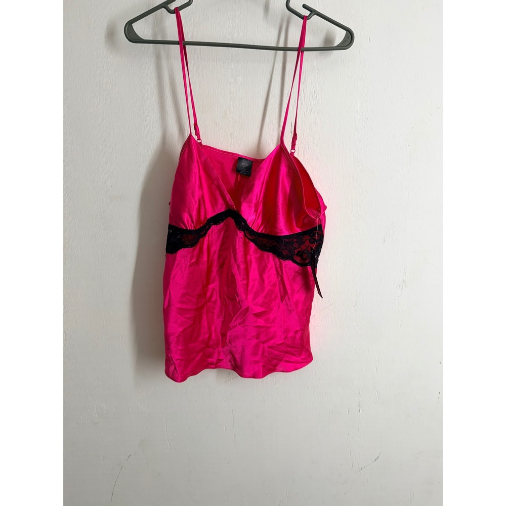 Apt. 9 Intimates Hot Pink Satin Lace Trim Camisole Top XL NWT Blossom Breeze